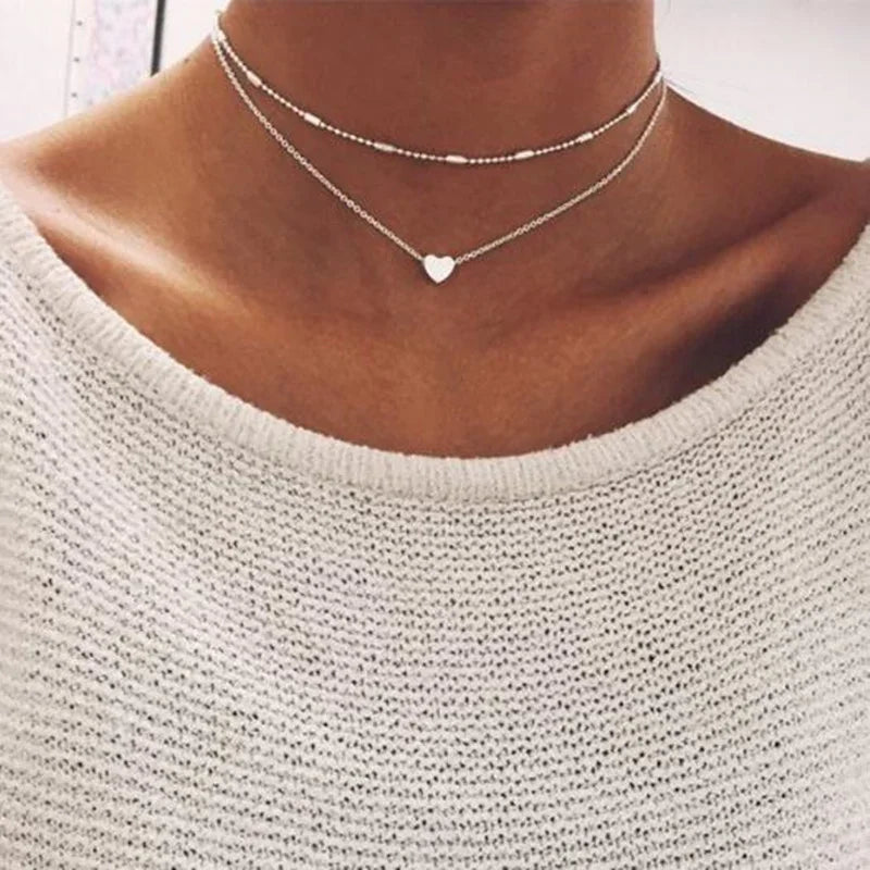 Vintage winzige Herz Halskette für Frauen Halskette Herz Anhänger Halskette ethnischen böhmischen Halsreif Halskette Modeschmuck Geschenk