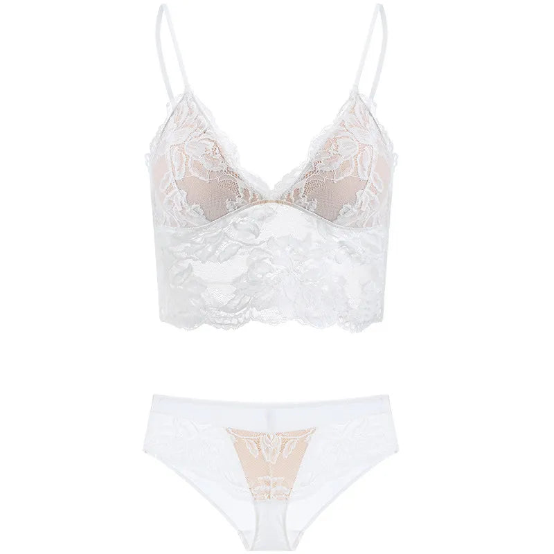 Französisches Damen-Dessous-Set aus dünner Spitze, trägerloser Triangel-BH, schlanker, unsichtbarer BH, perfekt für große Brüste, um sie kleiner zu lassen, für den Alltag, S-XL