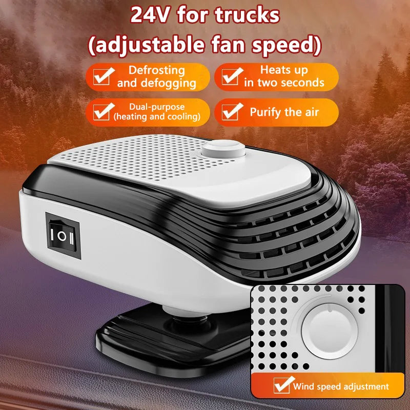 360 °   Rotierender Winter-Schnellheizer für Autos 12V/24V Autoheizlüfter Große Blasfläche Einstellbare Windgeschwindigkeit Windschutzscheiben-Entnebelung 2026
