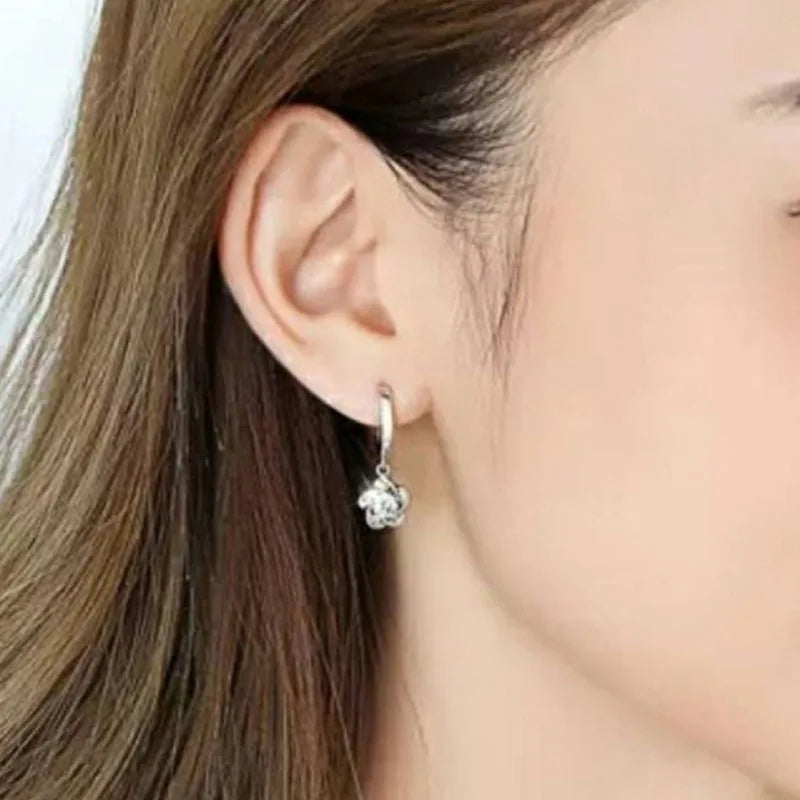 2 Stücke Trendy Neue Mode Zirkon 925 Silber Ohrringe Für Frauen Mit Einfachen Pflaumenblüte Ohrring Creolen Und Elegante Ohrringe geschenk