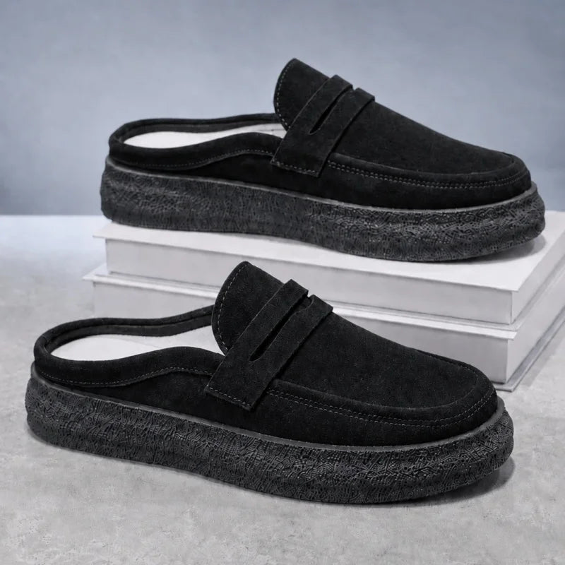Sommerliche flache Halbschuhe für Herren, bequeme, weiche Mokassins, Slipper für Herren, lässige Schuhe, Slip-on Herrenschuhe, Plateau-Slipper