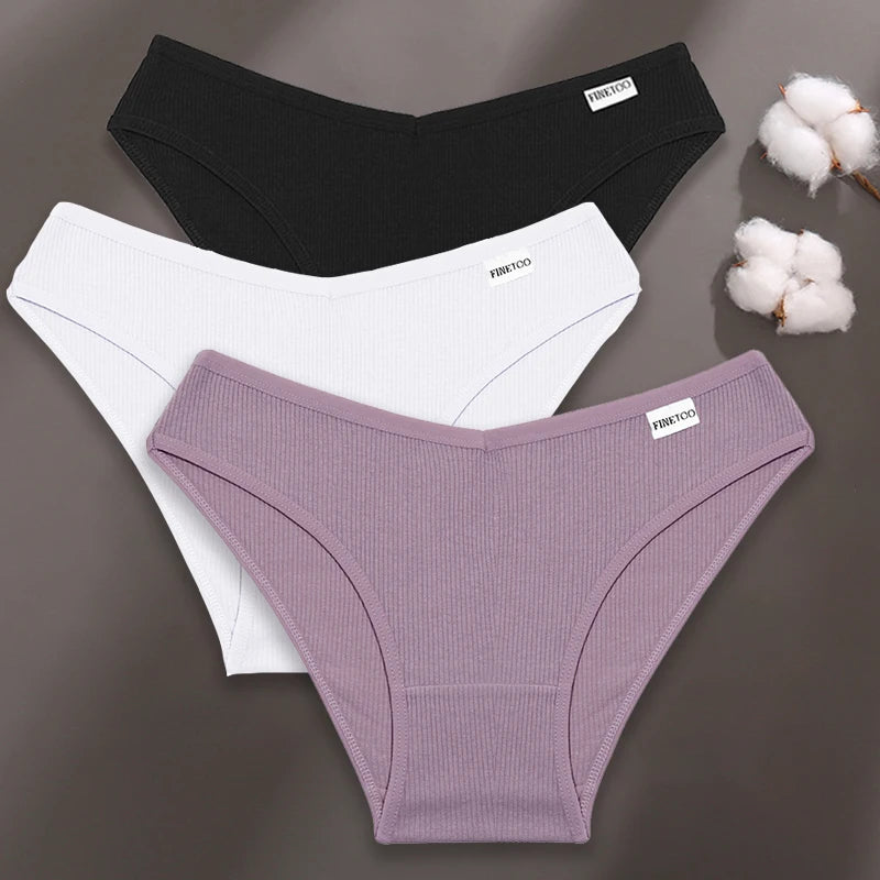 Finetoo 3 teile/satz M-XXL Frauen sexy Baumwolle Höschen Unterwäsche weibliche Unterhosen Frau Slips Baumwolle Höschen Mädchen intimates Dessous