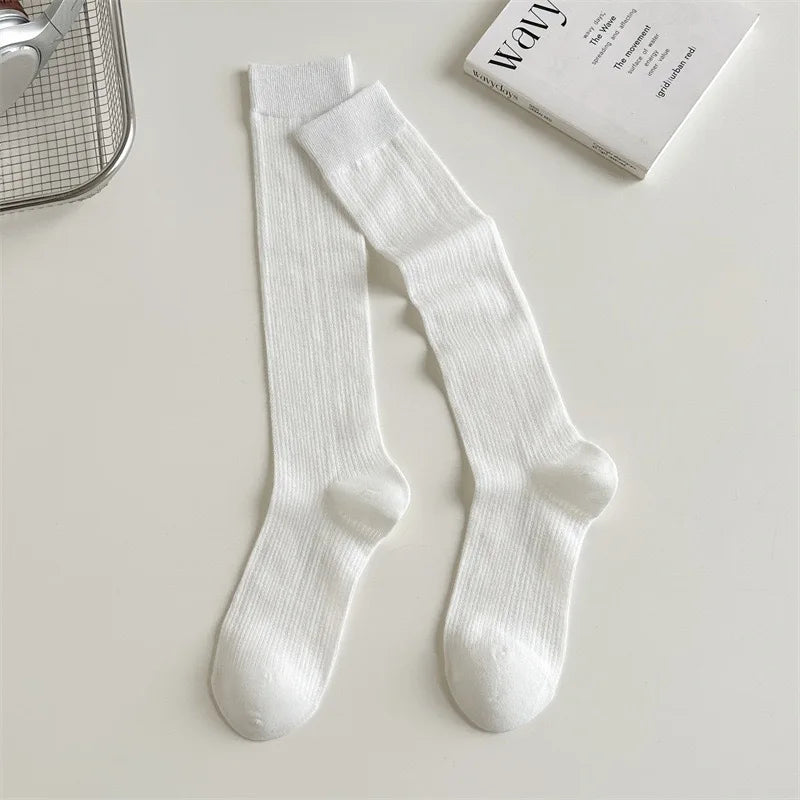 1/4paris Damenstrümpfe Damen-Socken in der Mitte der Wade JK Lolita Süße Mädchen Lange Socken Strumpf Einfarbig Schwarz Weiß Grau Kniestrümpfe