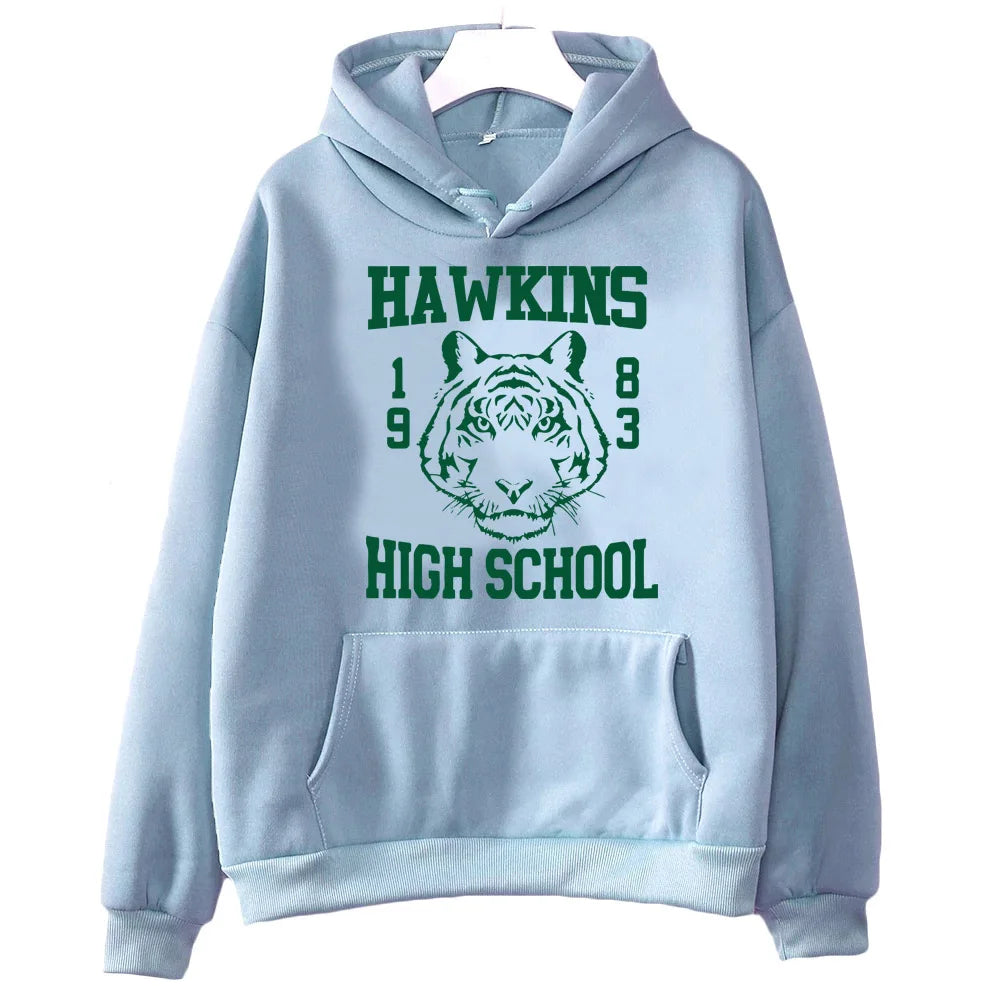 Hawkins High School Tiger Hoodie Surfer Boy Pizza Sweatshirts Gemütliche Tops Streetwear Herren Unisex Sweatshirts