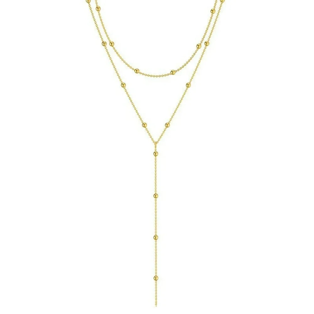 Neue vergoldete Lariat-Halskette für Frauen, doppelt lieferbar, lange Kette, Tropfen-Anhänger, Halsband, Modeschmuck, Accessoires, Geschenke