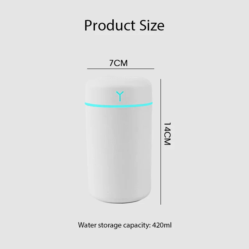 Tragbarer 420ml Luftbe feuchter Aroma öl Luftbe feuchter für Heimauto USB Cool Mist Sprayer mit bunten weichen Nachtlicht reiniger