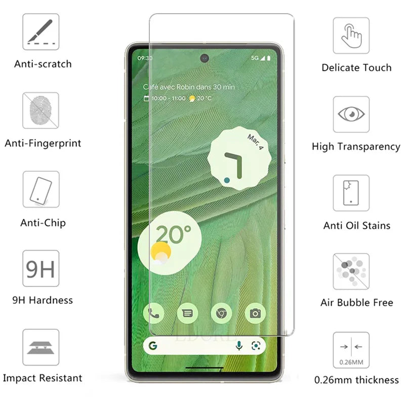4 Stück Gehärtetes Glas für Google Pixel 9 10 8 Pro 9A 8A 7 7A Schutzfolie Transparenter Displayschutz Glasfilm