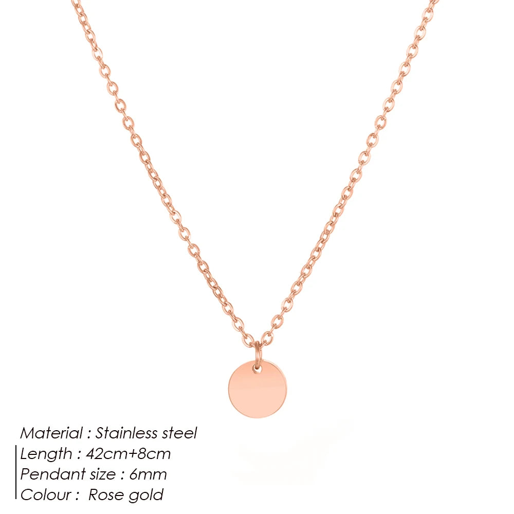 EManco Damen Einfache Runde Anhänger-Halskette Edelstahl Schlüsselbein-Kette Lange Kette Modeschmuck Statement Geschenk für Mädchen