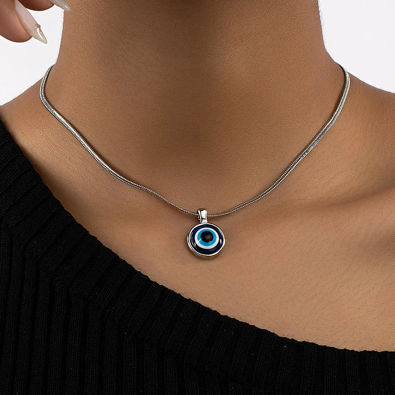 Glücksbringer Vergoldete Böser-Blick-Anhänger-Halskette für Damen und Herren Türkisches Blaues Auge Schlangenkette Halskette Party-Schmuck Accessoires