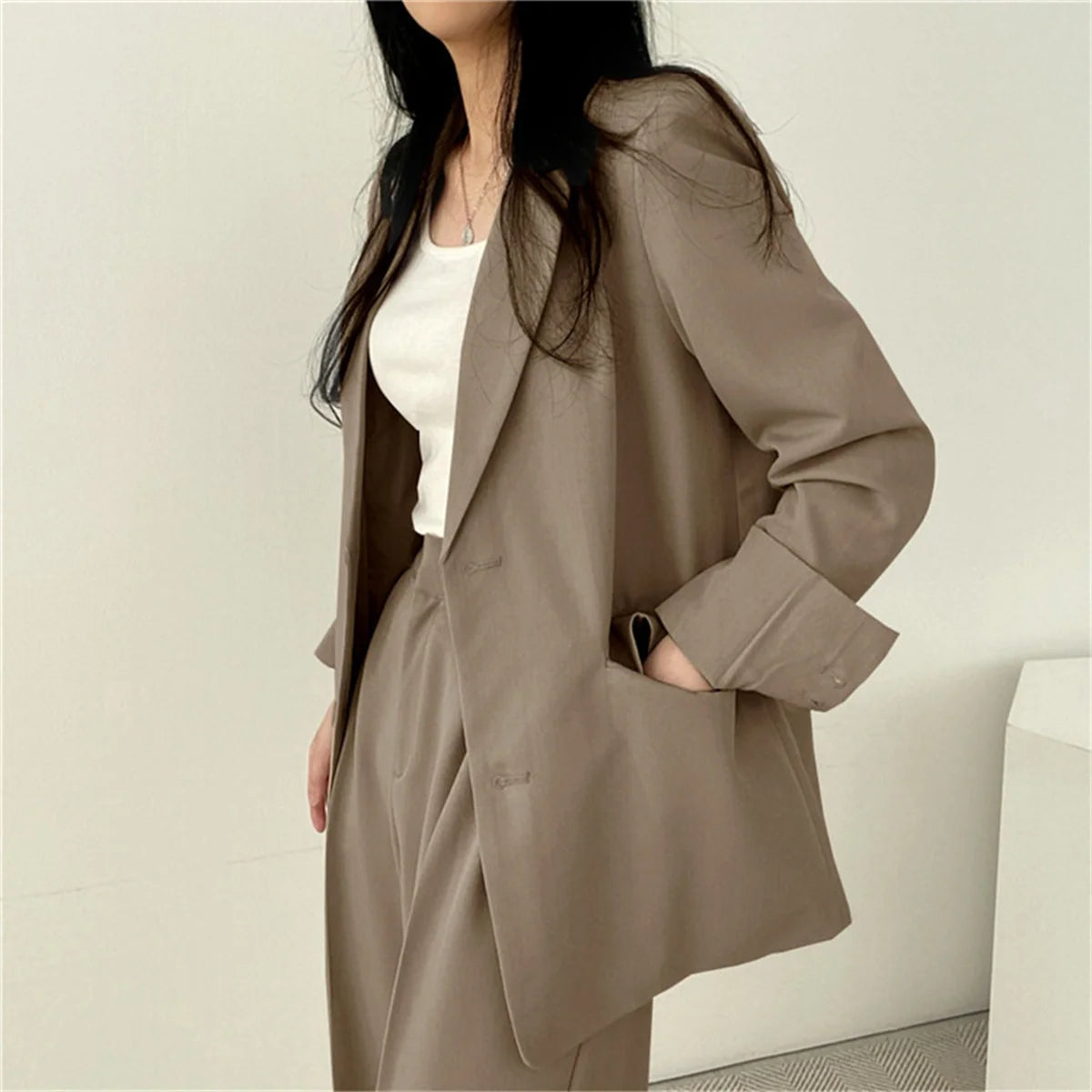 Elegante Büro Dame Business Anzug Set Blazer 2026 Frühjahr Neue frauen Kleidung Anzug Jacke Casual Hosen Set Breite Bein anzug Hosen