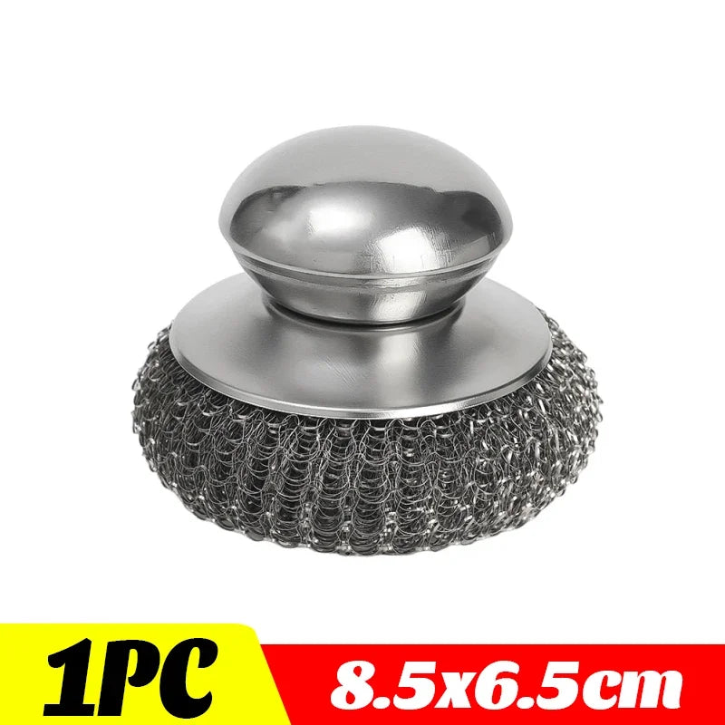 1-10PCS Edelstahl Topf Pinsel mit Griff Heavy Duty Geschirrspülen Draht Ball Metall Wäscher für Home Küche reinigung Werkzeug