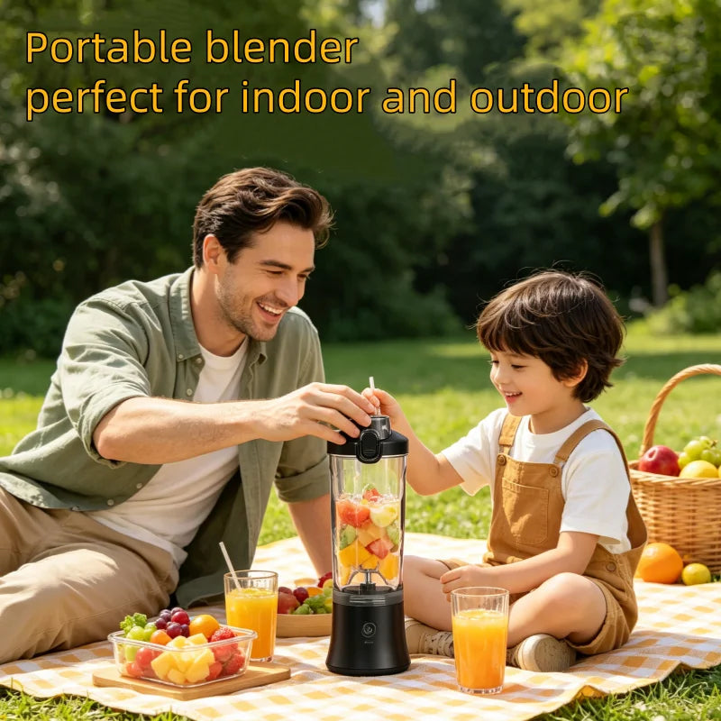 Tragbarer Mixer, elektrischer Entsafter, 600 ml, Obstmixer, 4000 mAh, USB wiederaufladbar, Smoothie-Mini-Mixer, Multifunktions-Saftbereiter