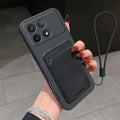 Luxus Flüssigkeit Silikon Karte Slot Tasche Halter Telefon Fall Für XiaoMi Redmi 12C A5 A3 Hinweis 14 13 12 Pro plus 11 10 9 8 Brieftasche Abdeckung