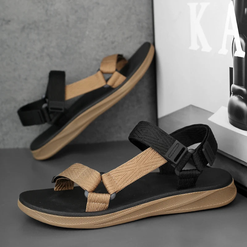 Sommer Herren Sandalen Outdoor Wadable Mann Unterstützung Yoga Matte Gladiator Offene Strand Hausschuhe Rutschfeste Langlebige Flache Männer Schuh Größe 40-45