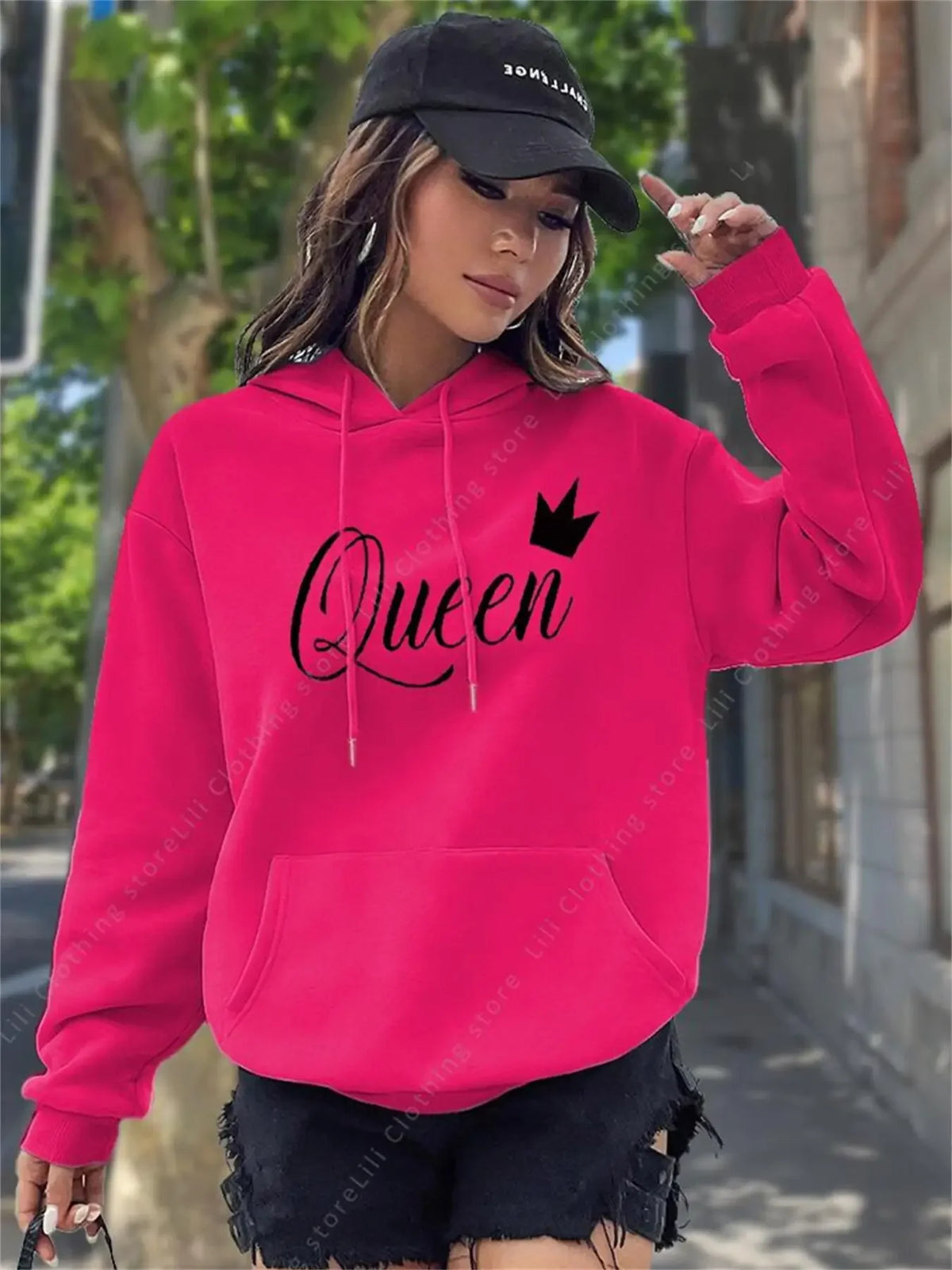 2026 Neue Trendige Hoodies für Damen Oberteile Modische Ästhetische Sweatshirts Y2k Streetwear Rosa Schwarzer Pullover Damen-Hoodies