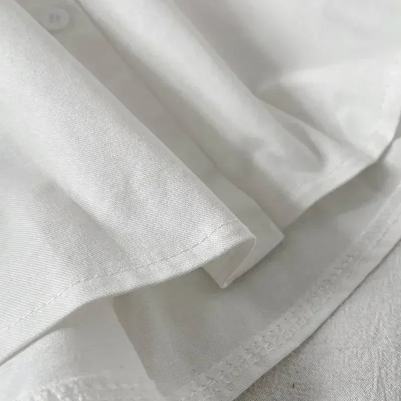 2024 Puff ärmel Hemden Frauen weiß umdrehen Kragen adrette Sinn für Design schicke weibliche Tops koreanische Mode einfache Sommer bluse
