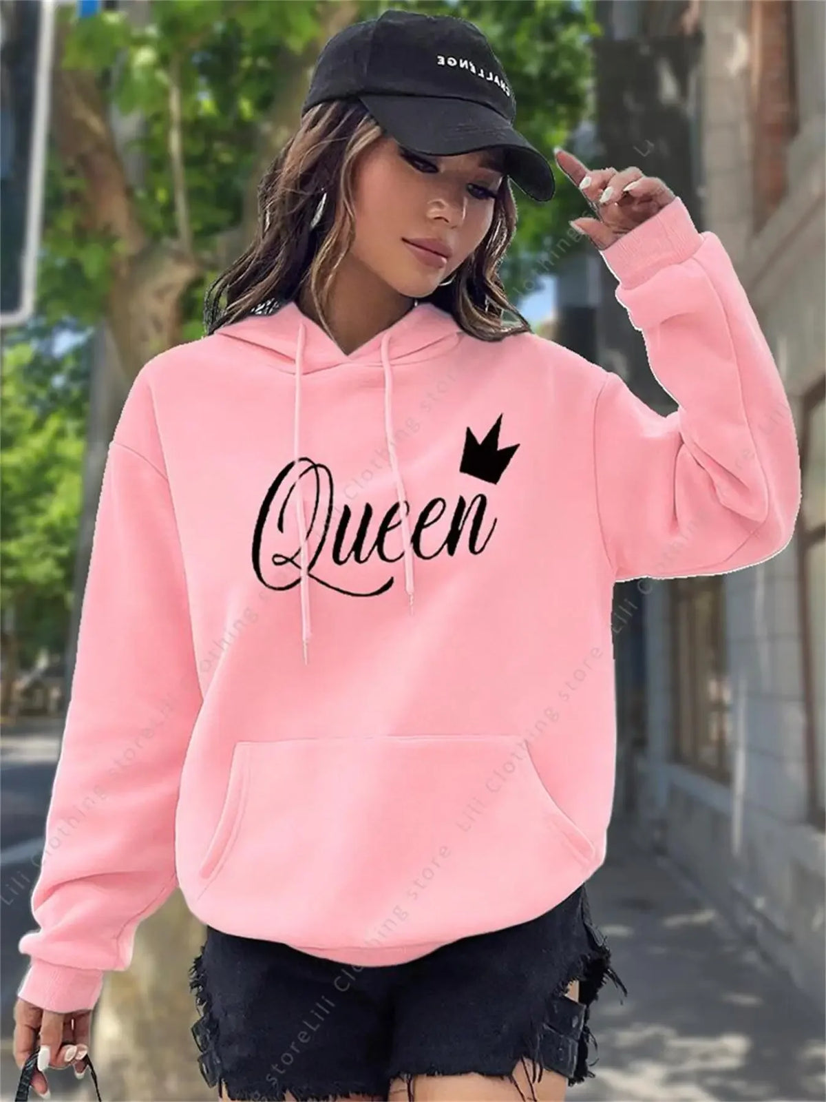 2026 Neue Trendige Hoodies für Damen Oberteile Modische Ästhetische Sweatshirts Y2k Streetwear Rosa Schwarzer Pullover Damen-Hoodies