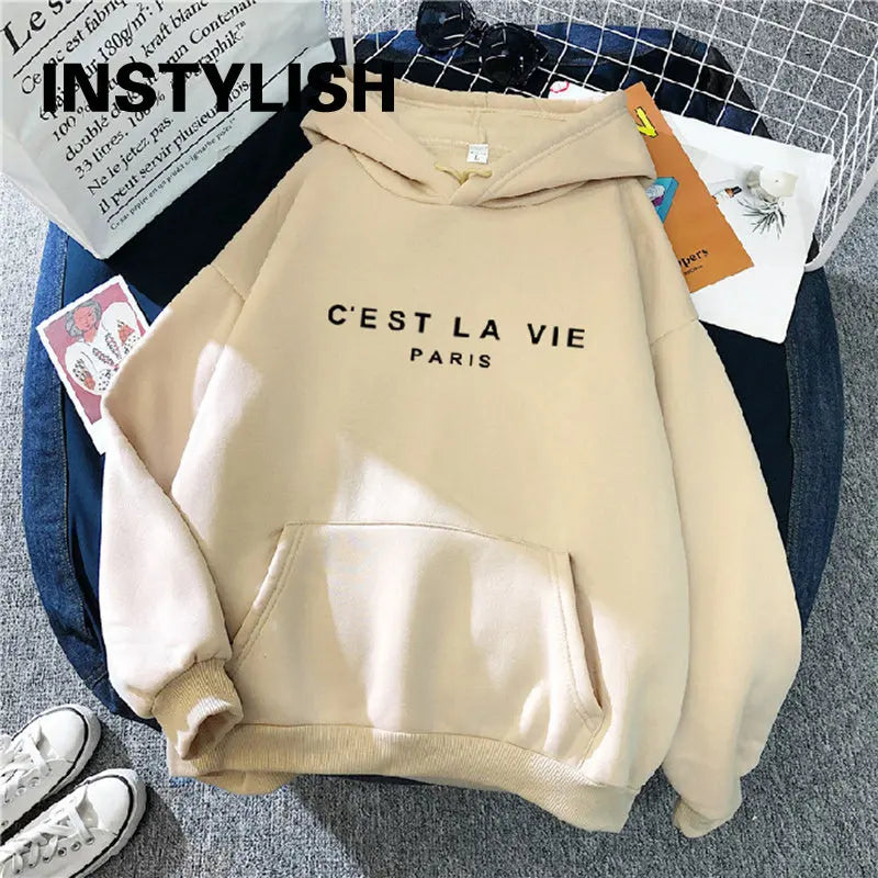 Frauen Casual Drucken Lose Hoodies Frühling Langarm Mit Kapuze Sweatshirt Harajuku Einfache Tops Faul Stil Pullover 2023 Streetwear