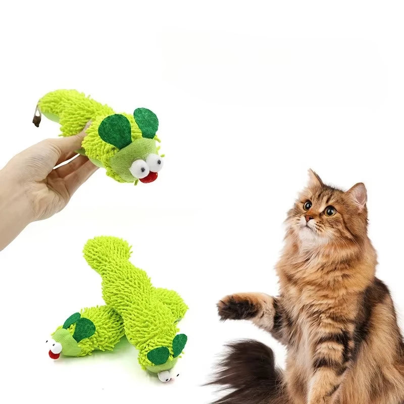Interaktives Raupenförmiges Plüsch-Katzenspielzeug mit Katzenminze Lustiges Spielzeug für Kätzchen und Katzen zur Langeweile-Bekämpfung Neue Haustierzubehörartikel