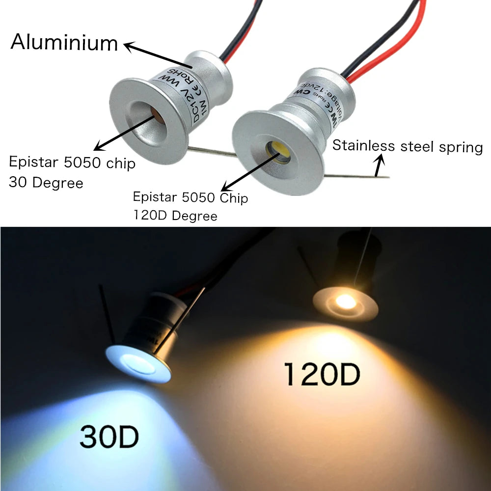 1W Mini Downlight Led 12V Kleine Dimmbare Scheinwerfer Treppen Küche Schrank Umgebungs Spot Licht Einbau KTV Party decke Beleuchtung