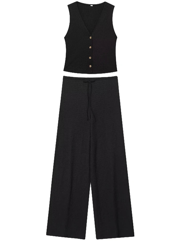 HXAO Frau Hosen Sets Weste Lange Hosen frauen Zwei Stücke Set Anzug Sommer Weibliche Elegante Mode Urlaub Outfits Frau ﻿