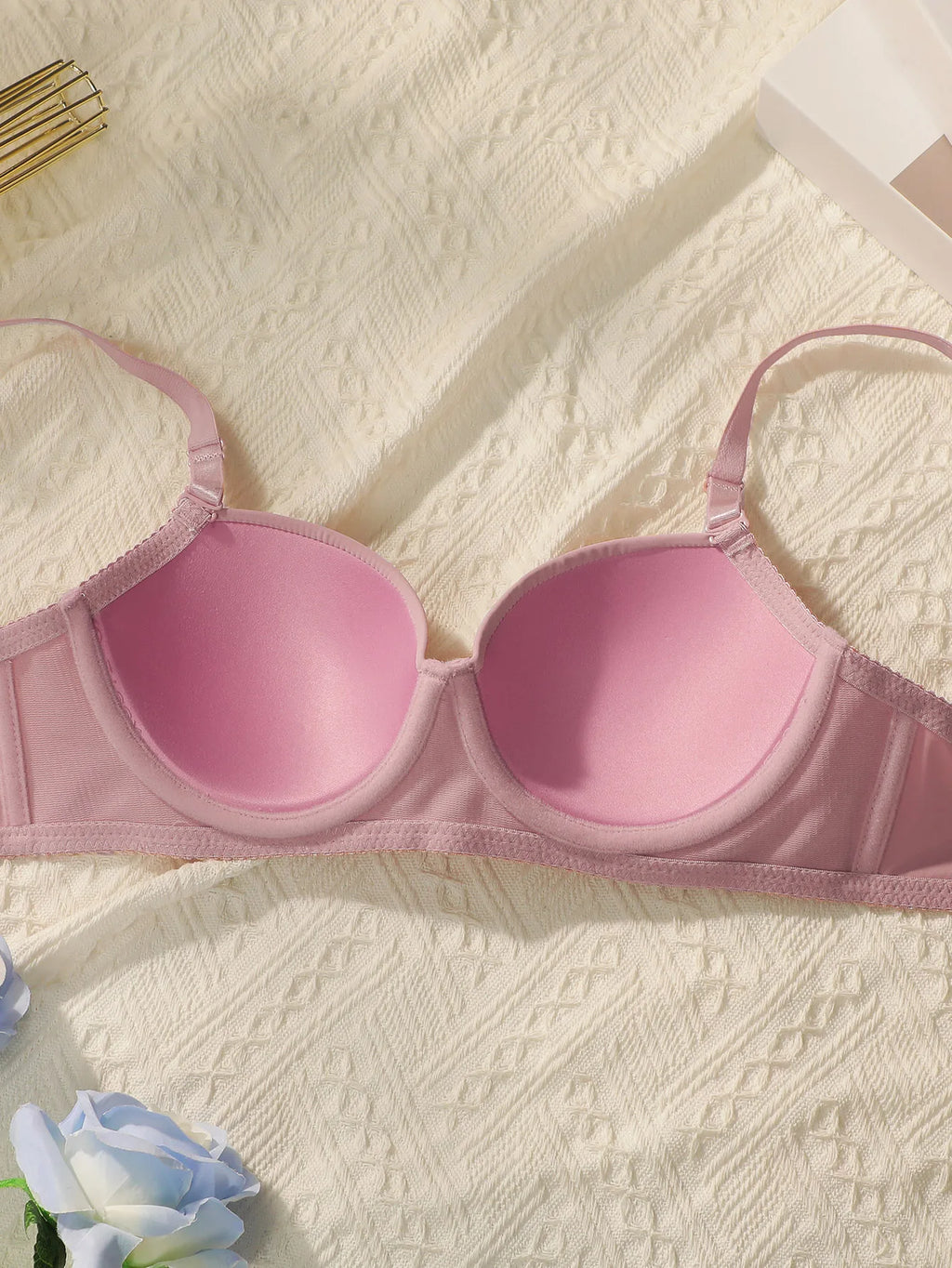 Neues 2-teiliges einfarbiges Dessous-Set Damen-Stahl kragen Push-up-BH Damen-Dessous-Unterwäsche Tägliches BH-Set j2611