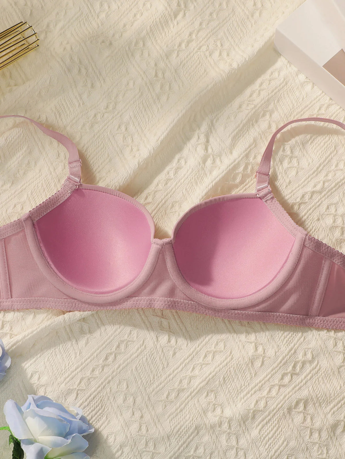 Neues 2-teiliges einfarbiges Dessous-Set Damen-Stahl kragen Push-up-BH Damen-Dessous-Unterwäsche Tägliches BH-Set j2611