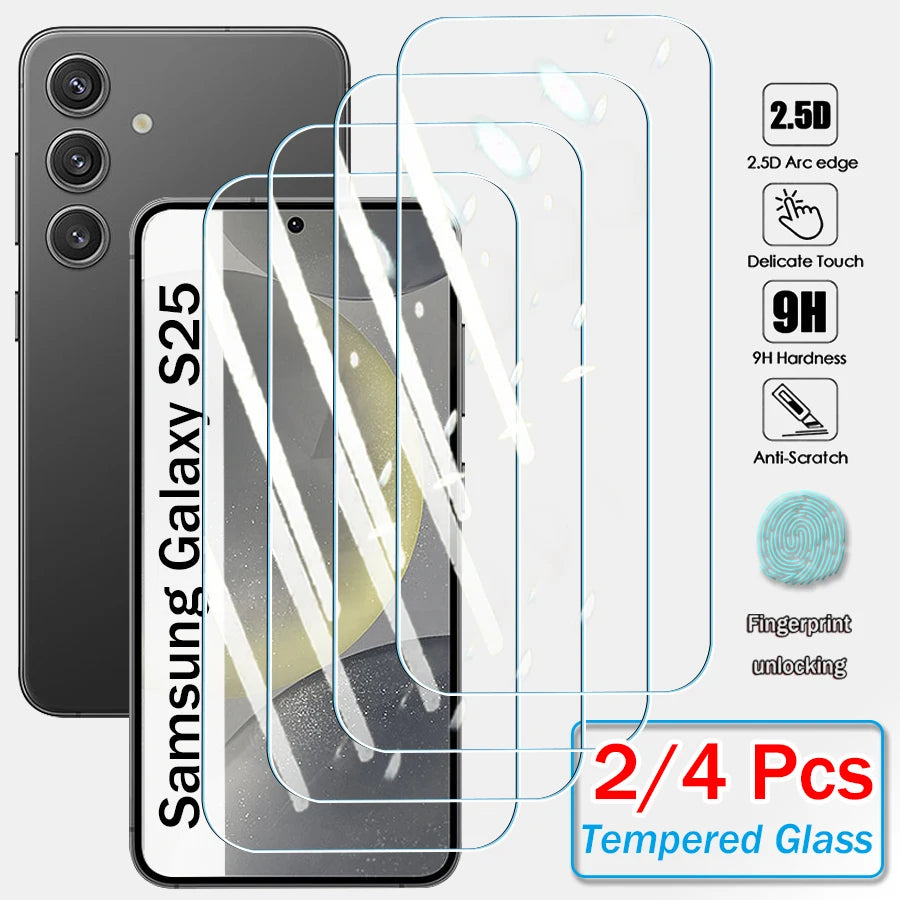 2/4 Stück Gehärtetes Glas Displayschutzfolie für Samsung Galaxy S26 S25 S24 Ultra S23 S22 Plus FE Klare Schutzabdeckung Glasfolie