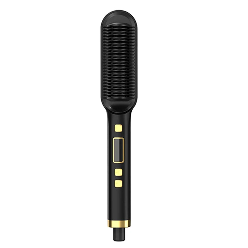 2-in-1 elektrische profession elle negative Ionen gerade Haar bürste Curling Kamm mit LCD-Display Curling Tool gerade Haar bürste