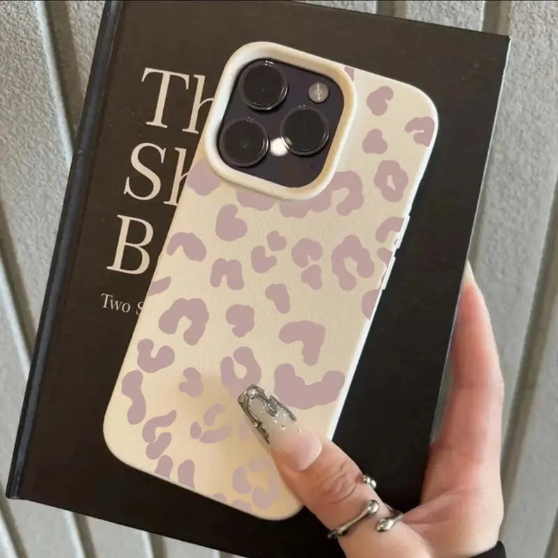 Handyhülle für iPhone 16e 16 15 14 13 12 11 Pro Max 16 Plus XS Max X XR Minimalistischer Leopardenmuster Lichee-Muster Weiche TPU-Abdeckung