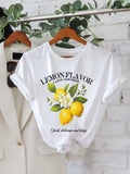 Damen-T-Shirt mit Zitronenmuster – leicht und atmungsaktiv, kurzärmelig, weiß mit gelbem Zitronen-Design, perfekt für Freizeitkleidung