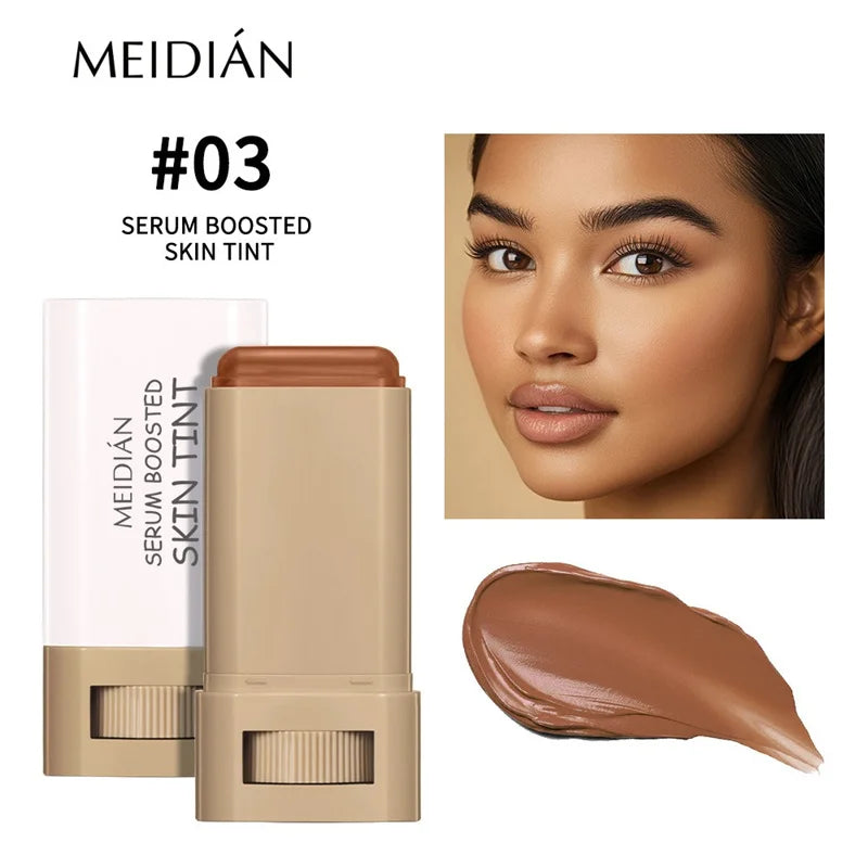 Hautfarbener Foundation-Stick in 6 Farben mit Serum-Boost, Seidiger Textur, Feuchtigkeitsspendende Abdeckung, Concealer-Basis, Gesichtskontur-Stick Make-up
