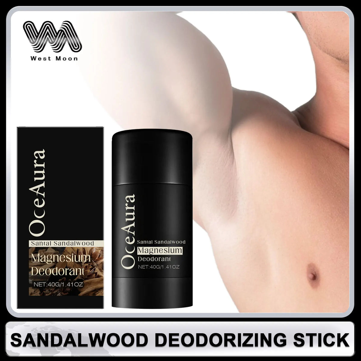 Sandelholz-Deodorant-Creme für Männer, reduziert Achselgeruch, langanhaltender Duft, Schweißentfernung, trockene, beruhigende Haut, Antitranspirant-Stick