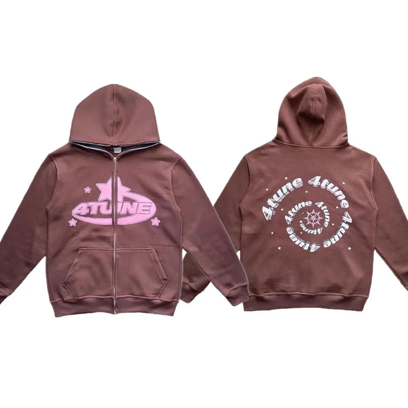 PlusSize Kleidung Stern Brief Drucken Retro Übergroßen Hoodie Frauen Y2K Straße Hip-Hop Farbe Harajuku Casual Zipper Frauen Sweatshirt