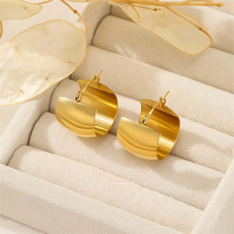 EILIECK 316L Edelstahl Metall Gold Farbe Hoop Ohrringe Für Frauen Trendy Hochwertige Wasserdichte Ohr Clips Schmuck Geschenk