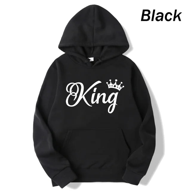 Mode Männer Frauen Langarm Pullover Mit Kapuze Sweatshirts Unisex König und Königin Drucken Hoodies Casual Streetwear Paar Schweiß