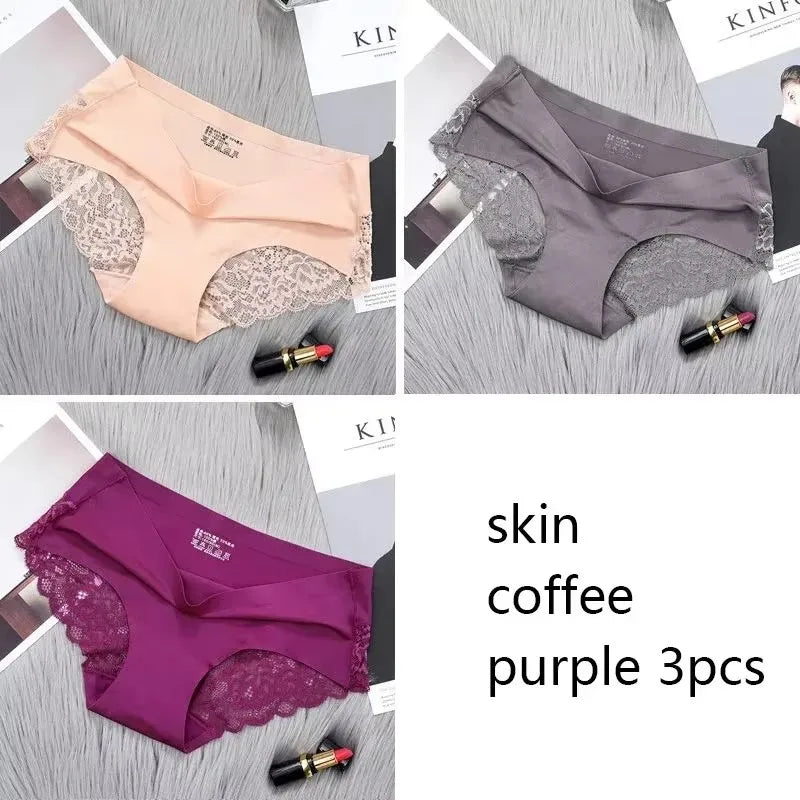 1/2/3Pcs Nahtlose WomenComfort Spitze Slip Aushöhlen Höschen Set Unterwäsche Low Rise Weibliche Sport Panty weiche Dame Dessous Sexy