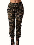 Damen 2026 Lässige Camouflage-Cargohose mit Pattentaschen Gerade Geschnittene Hose für Frühling & Sommer
