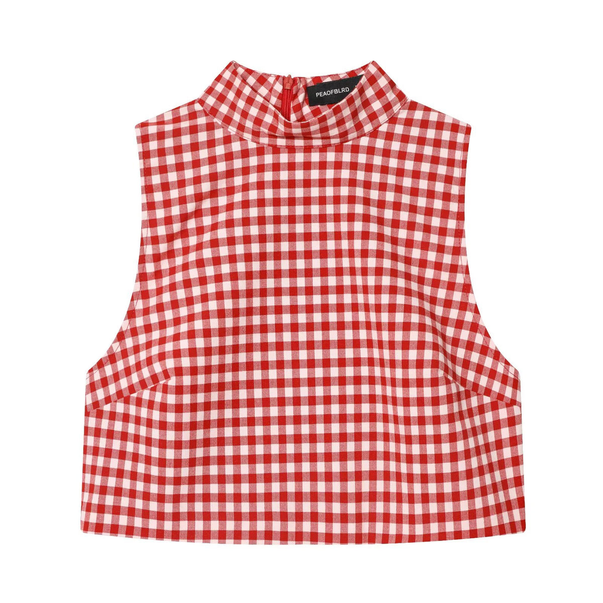 Europäischer und amerikanischer Stil Damenbekleidung neue Mode ärmelloses hochgeschlossenes kariertes kurzes Oberteil und Hosen-Set