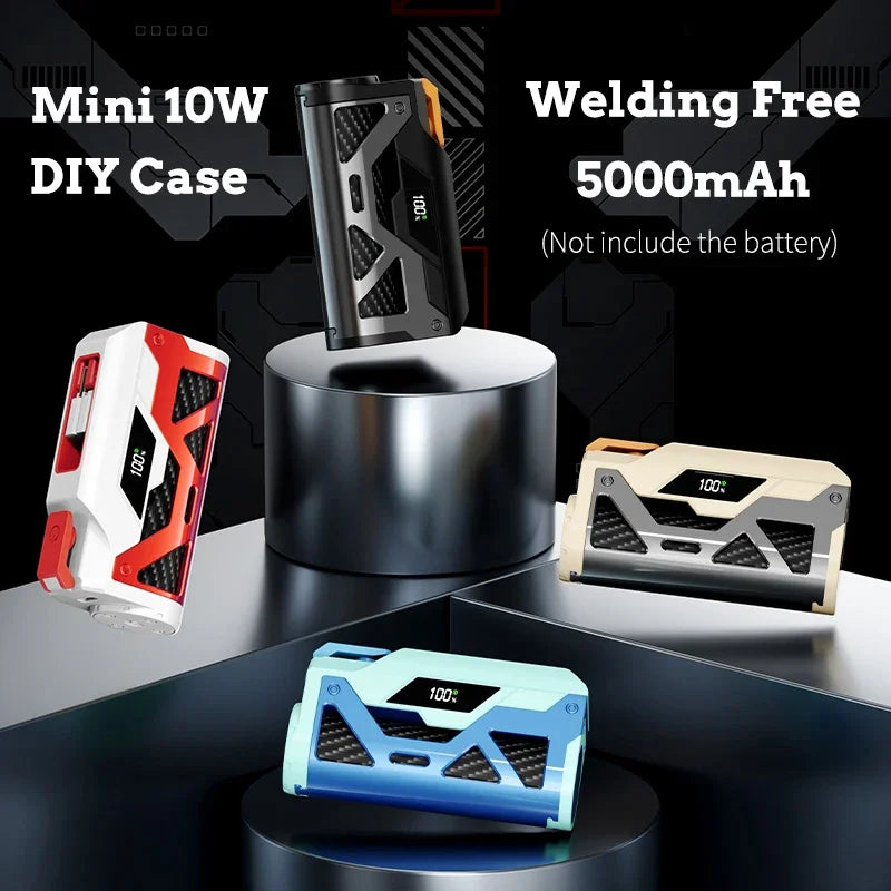 5000 mAh DIY Power Bank Kit – 10 W, kein Schweißen, keine Batterie, tragbares Mini-Schnellladegerät mit Typ-C- und Lightning-Anschlüssen für iPhone/Android