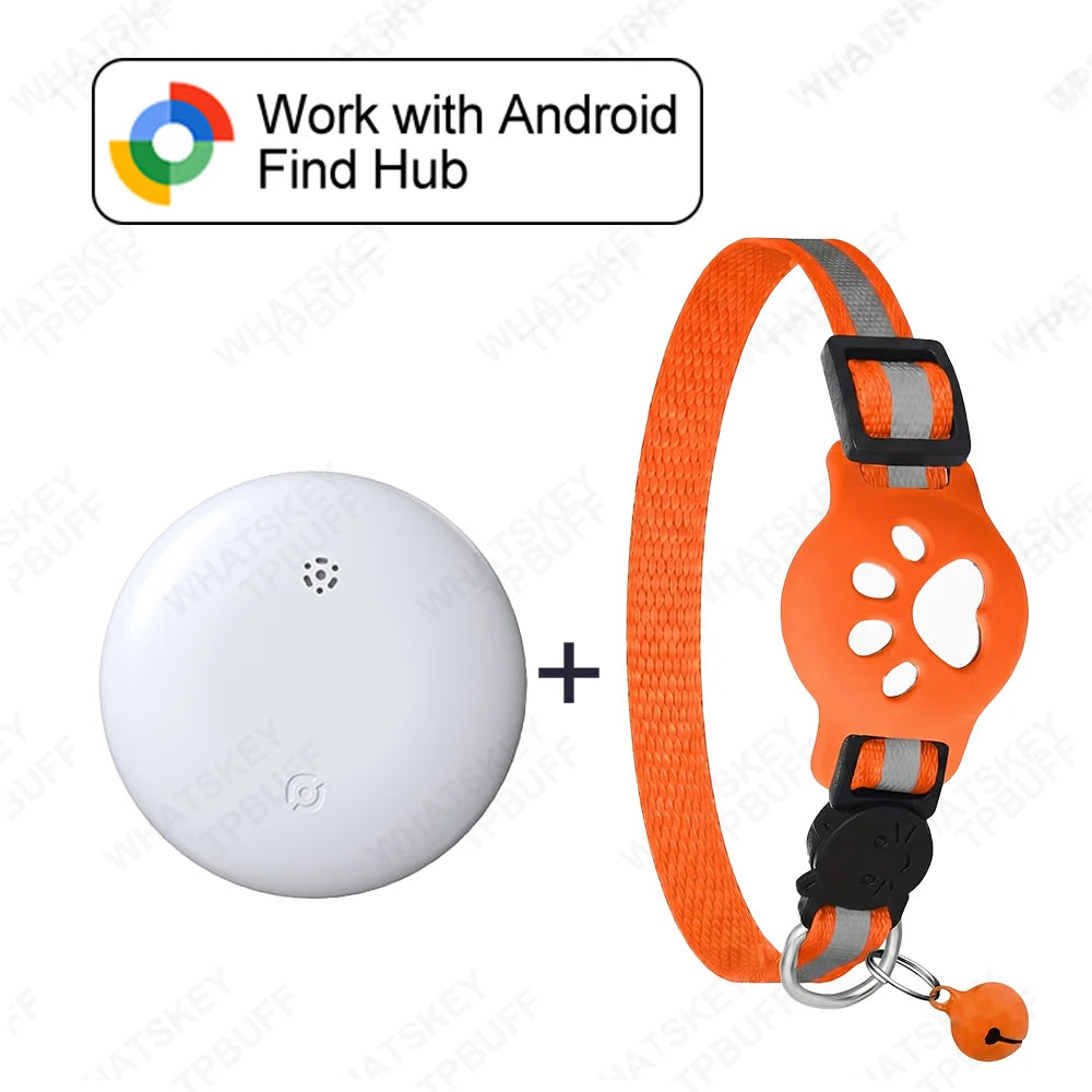 Verstellbares Haustier-Halsband mit GPS-Tracker, Google Find My Android Finder, Ortungsgerät-Set, Haustierzubehör, Elektronische Geräte für Katzen und Haustiere
