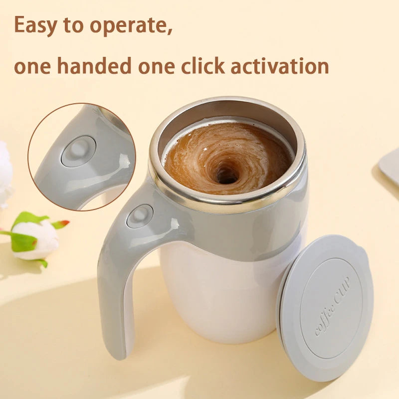 Tragbare automatische Rühr-Kaffeetasse, magnetisch, elektrisch, Edelstahl, selbstmischender Kaffeebecher, drehbar, für Zuhause, Büro, Reisen