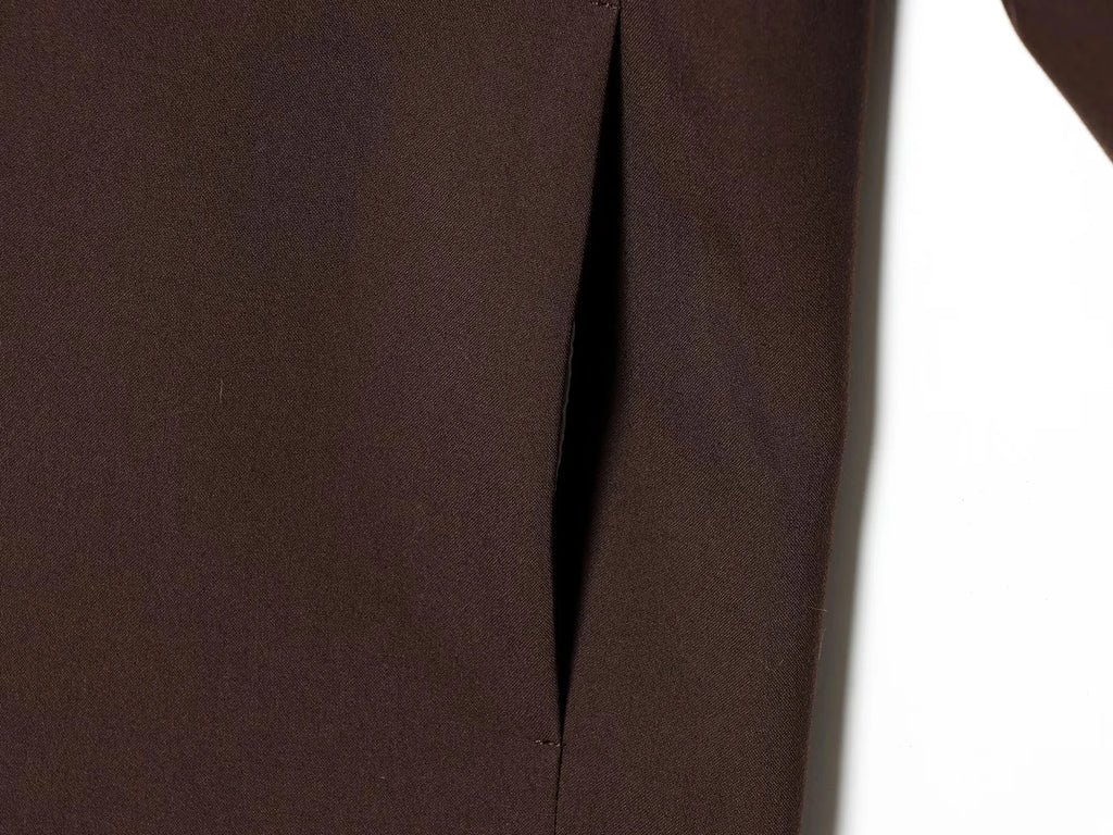 KONDALA Damen Büro-Outfit Lässiger Schicker Brauner Blazer Anzug Langarm-Blazer mit Reißverschluss Halbe Hose Modischer Frühling-Sommer-Anzug 2026