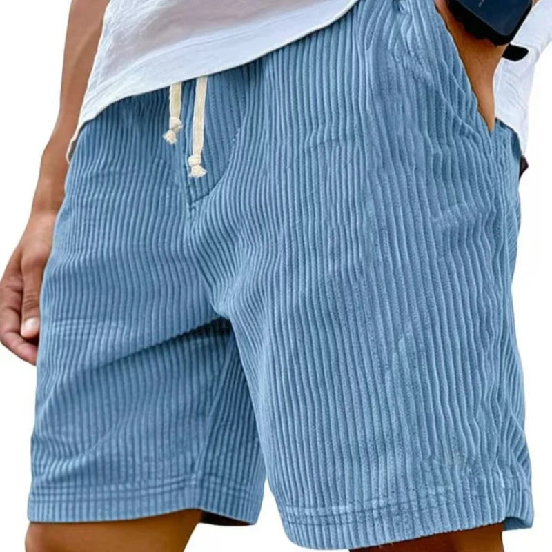 Sommer Cord-Shorts für Herren, dünn, schnelltrocknend, einfarbig, lässige Sport-Jogging-Shorts, locker geschnitten, 5-Punkte-Shorts über dem Knie, Cargo-Hose