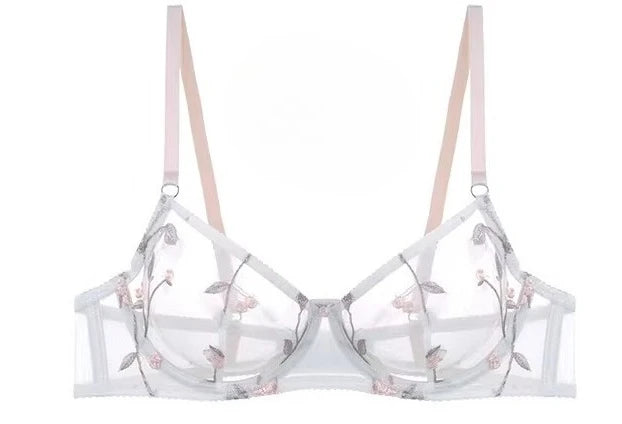 Französischer Spitzen-Push-up-BH-Set, ultradünne, gepunktete Mesh-Komfortunterwäsche, große Größen, Anti-Sag-Formwäsche für große Brüste