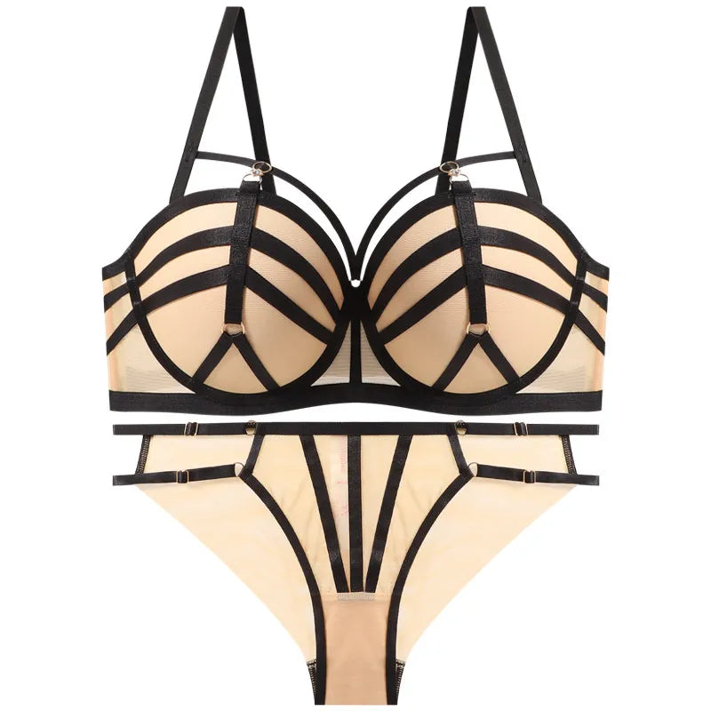 Push-up-BH-Set aus französischer Spitze für kleine Brüste, Balconette, weicher Bügel, natürlicher Push-up-Effekt, Anti-Sag-Effekt, Riemchen-Rücken, Lingerie für den täglichen Gebrauch, Komfort.