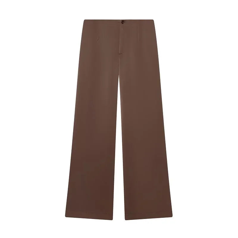 HXAO Satin-Hosen-Sets für Damen, zweiteiliges Set, Baggy-Hosen mit weitem Bein, Damen-Sets, trägerloses Röhrenoberteil, Anzughose, 2-teilige Sets