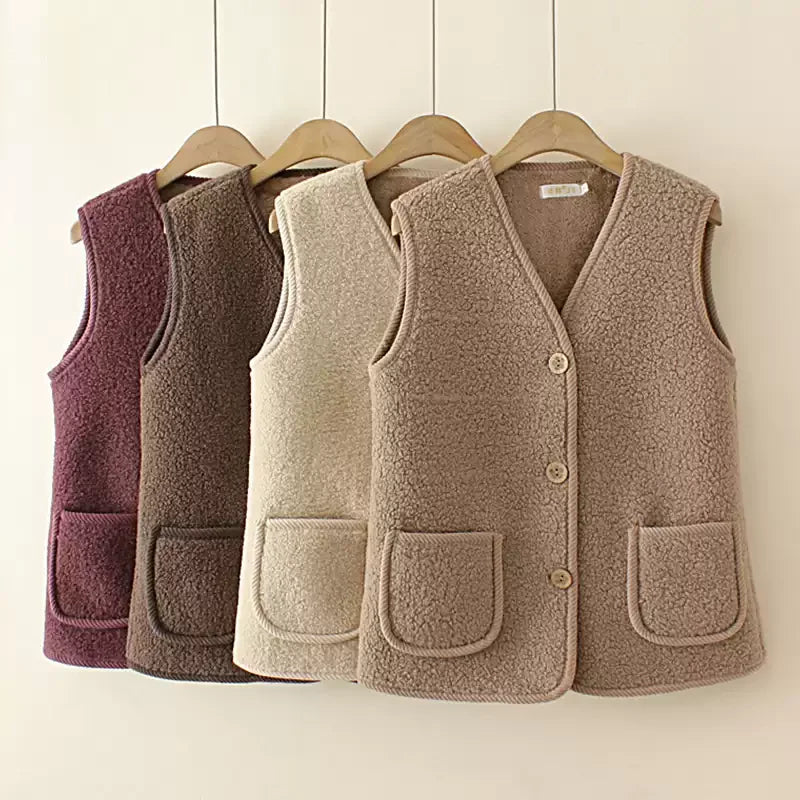 Winter warme Fleece-Weste für Mama, verdickte Lammwolle-Weste, Oberbekleidung für ältere Frauen, Herbst und Winter, Übergröße, isoliert