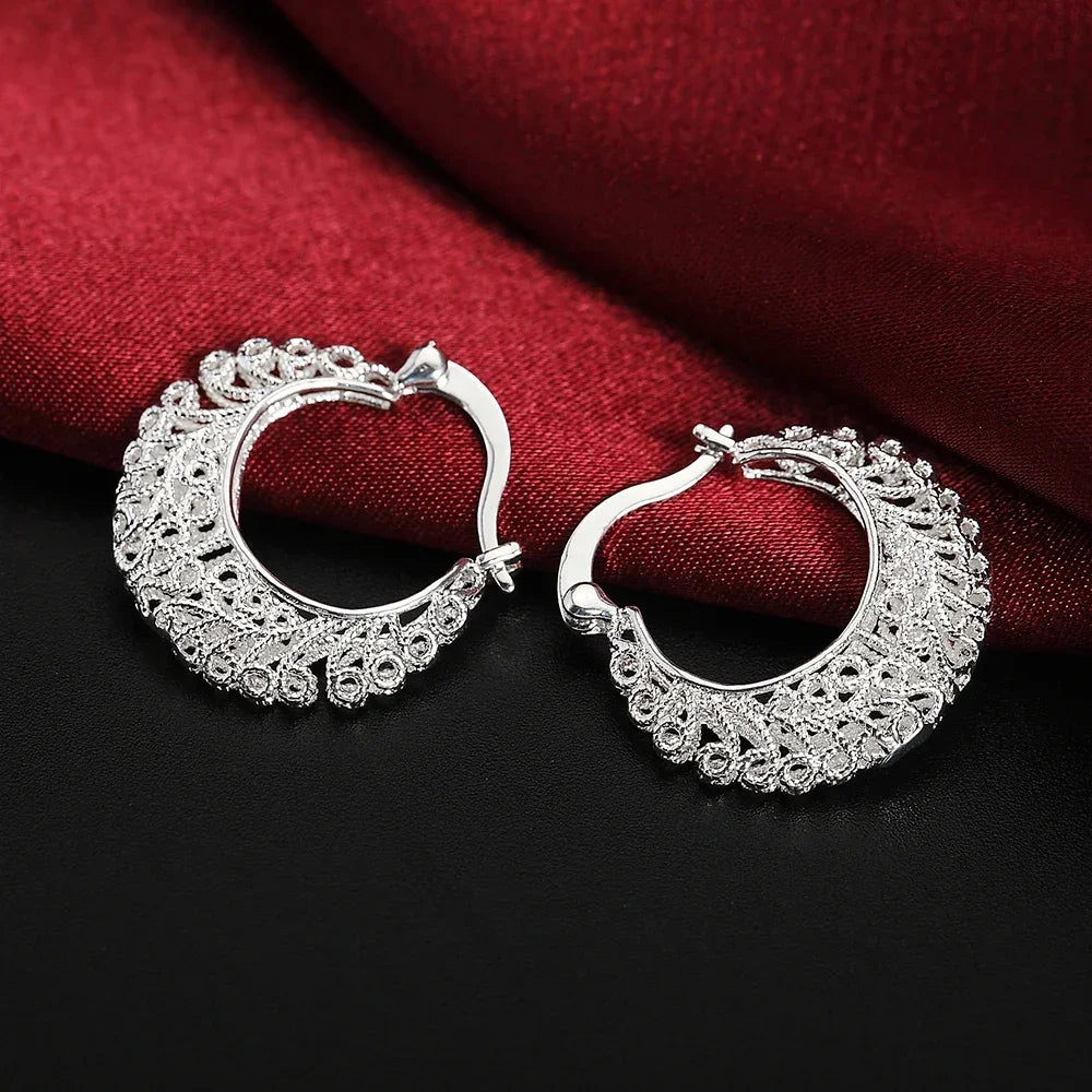 Charm-Ohrringe aus 925er-Sterlingsilber für Damen, Schmuck, All-Match-Trend, hohl geschnitzt, Weihnachtsgeschenke