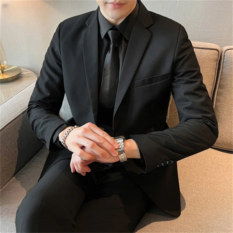 Einfarbiger Anzug Mode Business Hochzeit Gentleman Herren Kompletter Professioneller Vorstellungsgespräch Formeller Lässiger Blazer+Hosen Anzug
